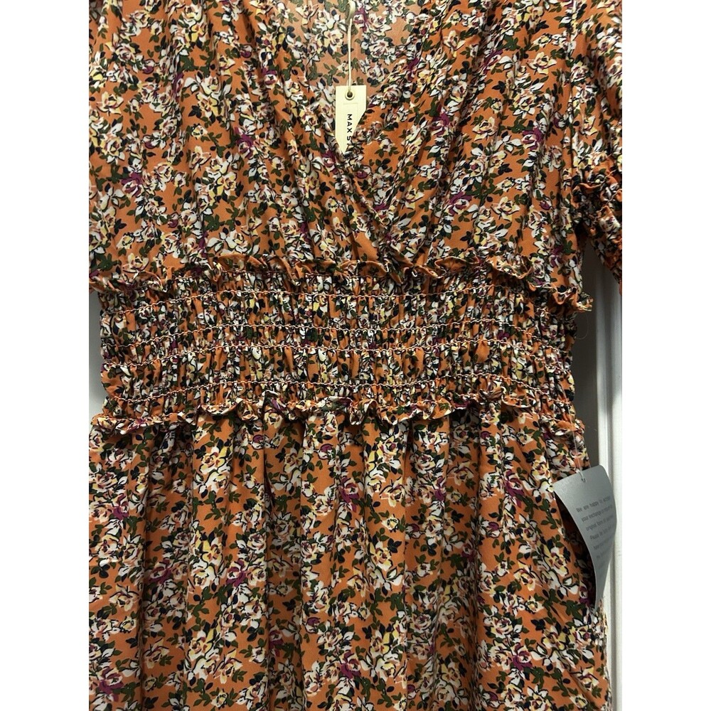 New Floral Peasant Elastic Waist Tiered Maxi Dress Size Large Modest Fairy Flirt - Picture 7 of 9